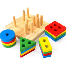 Load image into Gallery viewer, Wooden Stacking Toys &amp; Shape Sorting Board

